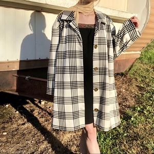 ❌SOLD❌ Black and White Plaid Button Down Trench